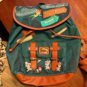 Loungefly Green and Brown Peter Pan Backpack